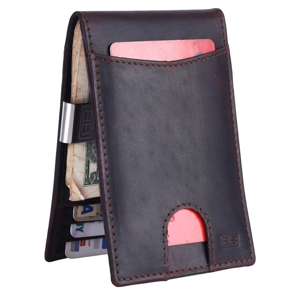 Personalized Leather Money Clip Leather Wallet Mens Wallet Credit Card Holder
